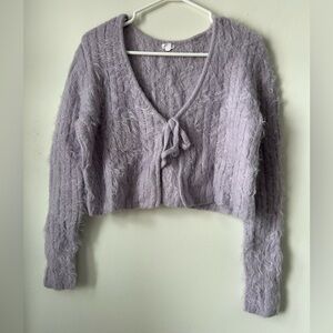 Garage Fluffy Tie Up Lilac Cardigan